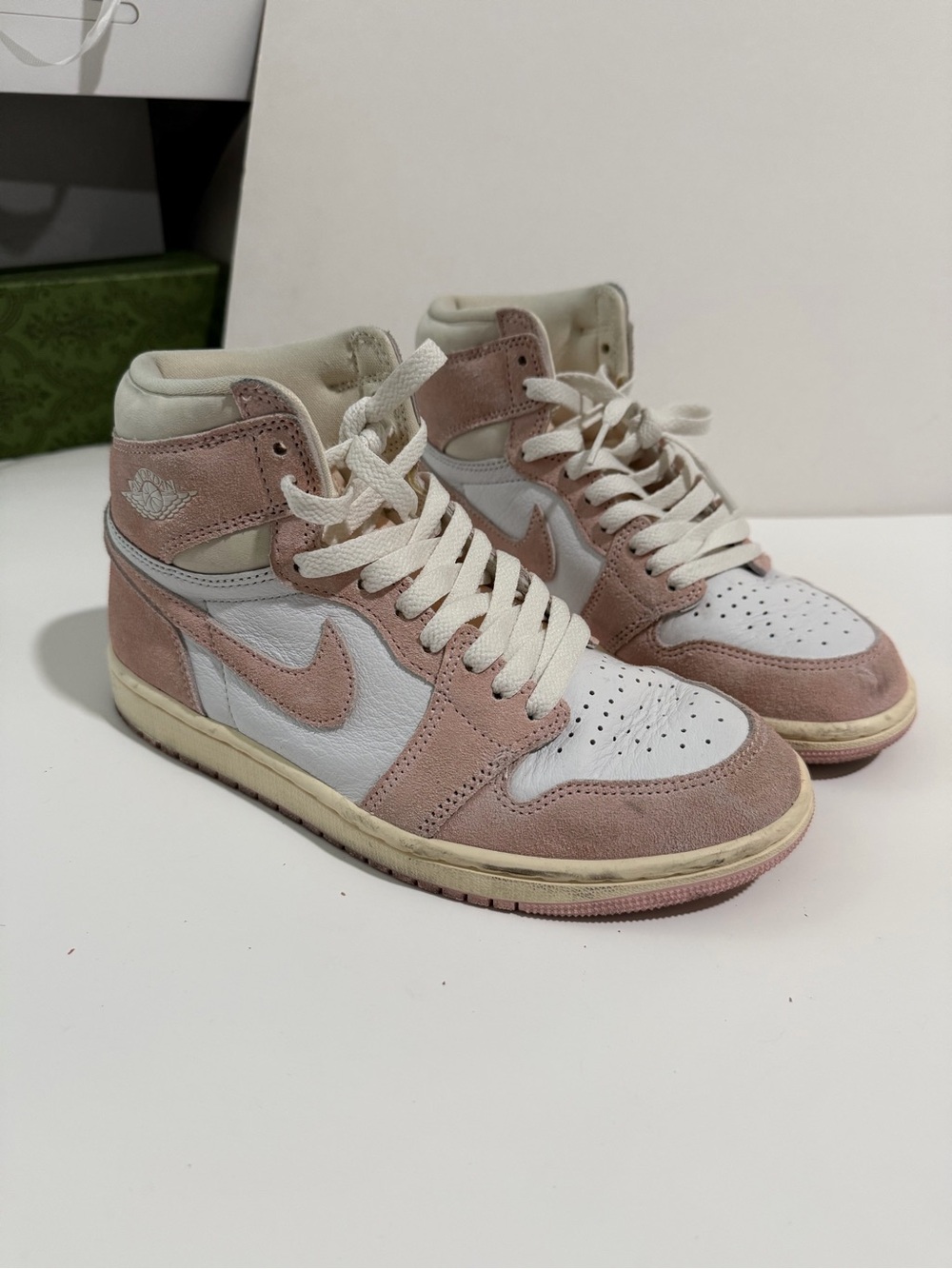 Women’s Jordans High-Top Sneakers - Pink and White